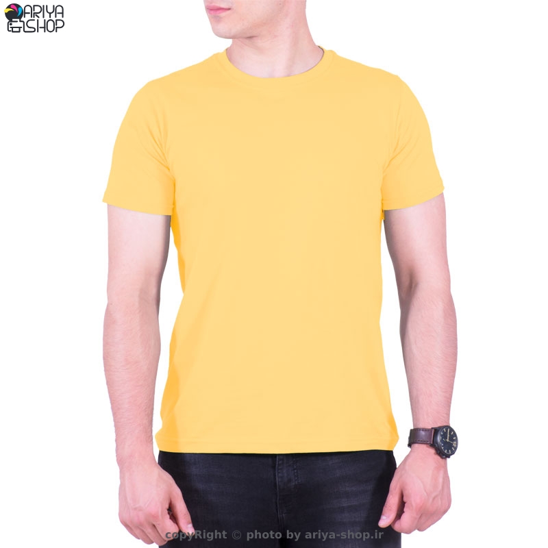 تیشرت آستین کوتاه سوپر نخ پنبه مردانه و زنانه رنگ زرد لیمویی